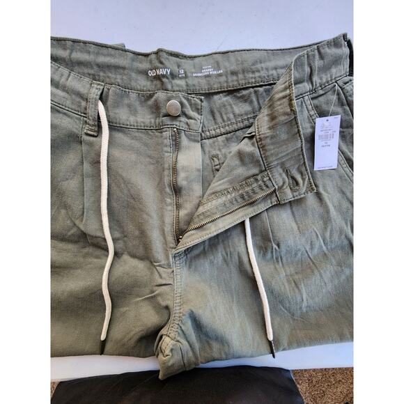 Old Navy Drapey Drawcord Wide Leg Pants Womens Size 12 Petite Green Cotton Boho - Picture 5 of 16